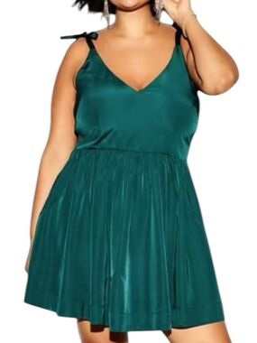 Old Navy The Occasion Fit & Flare Taffeta Mini Dress Green Size XL Petite